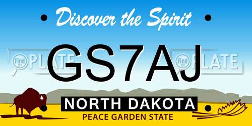 GS7AJ North Dakota License Plate