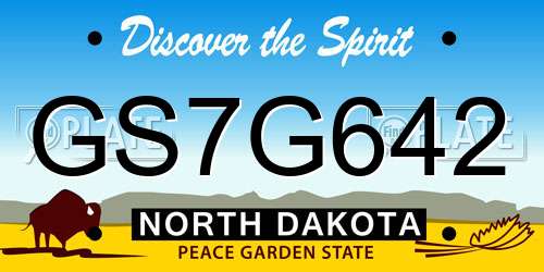 GS7G642 North Dakota License Plate