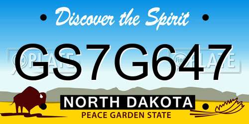 GS7G647 North Dakota License Plate