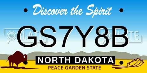 GS7Y8B North Dakota License Plate