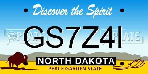 GS7Z4I North Dakota License Plate