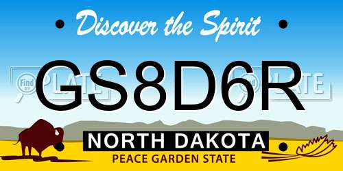 GS8D6R North Dakota License Plate