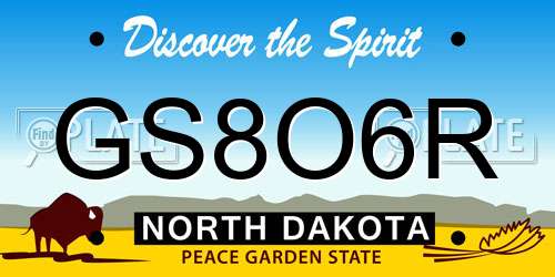 GS8O6R North Dakota License Plate