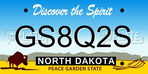 GS8Q2S North Dakota License Plate