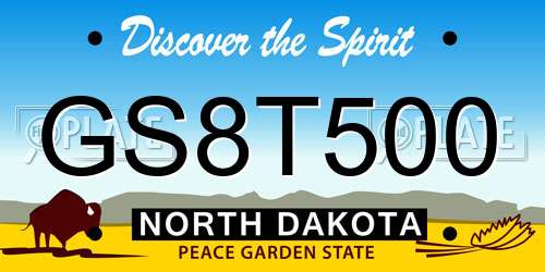 GS8T500 North Dakota License Plate
