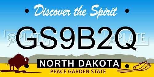 GS9B2Q North Dakota License Plate