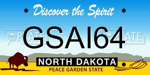 GSAI64 North Dakota License Plate