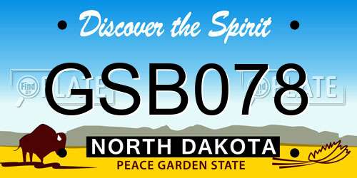 GSB078 North Dakota License Plate