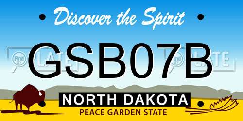 GSB07B North Dakota License Plate