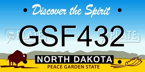 GSF432 North Dakota License Plate