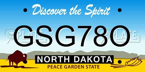 GSG78O North Dakota License Plate