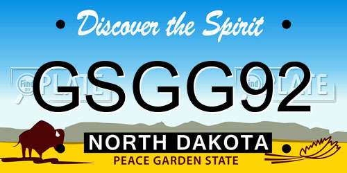 GSGG92 North Dakota License Plate