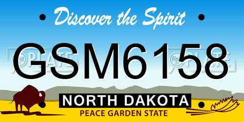 GSM6158 North Dakota License Plate