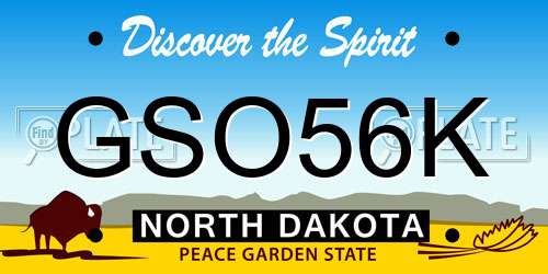 GSO56K North Dakota License Plate