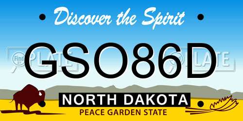 GSO86D North Dakota License Plate