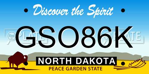 GSO86K North Dakota License Plate