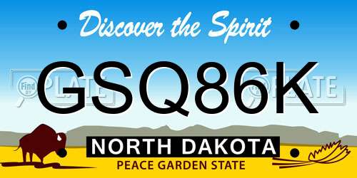 GSQ86K North Dakota License Plate
