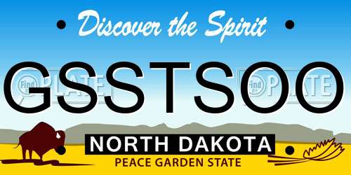 GSSTSOO North Dakota License Plate
