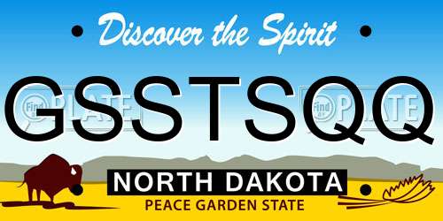 GSSTSQQ North Dakota License Plate