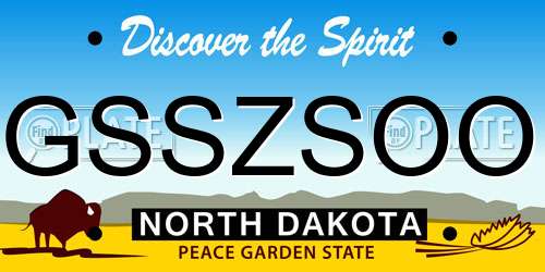 GSSZSOO North Dakota License Plate