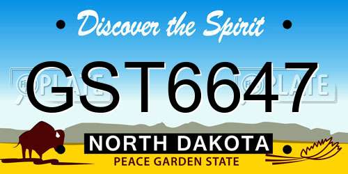 GST6647 North Dakota License Plate