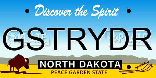 GSTRYDR North Dakota License Plate