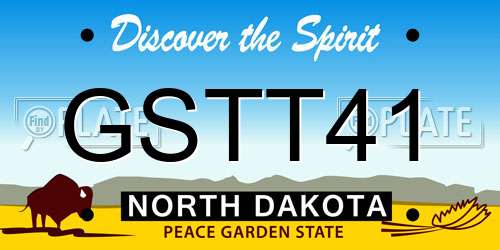 GSTT41 North Dakota License Plate