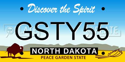 GSTY55 North Dakota License Plate