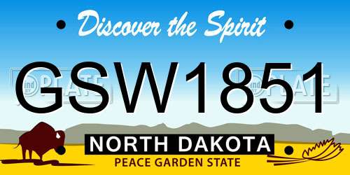GSW1851 North Dakota License Plate