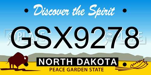 GSX9278 North Dakota License Plate