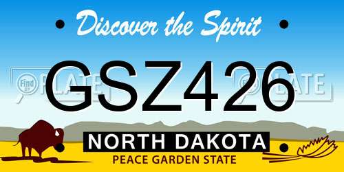 GSZ426 North Dakota License Plate