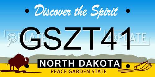GSZT41 North Dakota License Plate