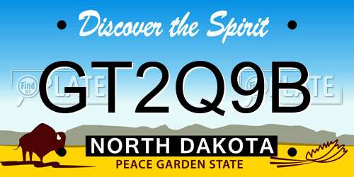GT2Q9B North Dakota License Plate