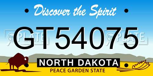 GT54075 North Dakota License Plate
