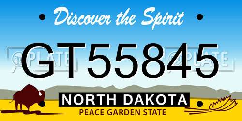 GT55845 North Dakota License Plate