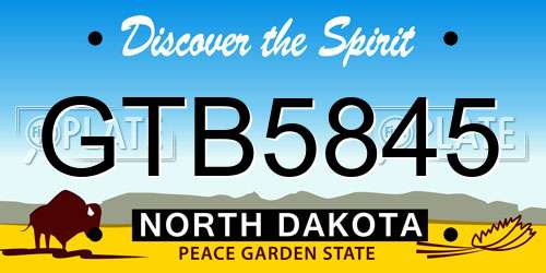 GTB5845 North Dakota License Plate