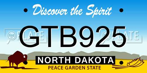 GTB925 North Dakota License Plate