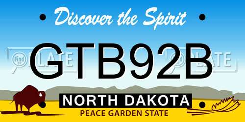 GTB92B North Dakota License Plate