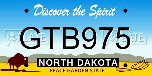 GTB975 North Dakota License Plate