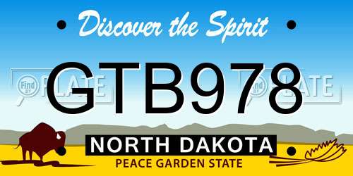 GTB978 North Dakota License Plate