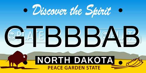 GTBBBAB North Dakota License Plate