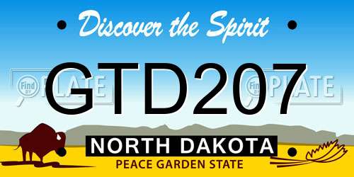 GTD207 North Dakota License Plate