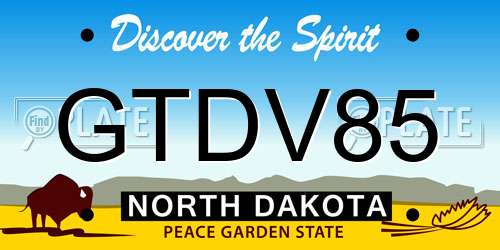 GTDV85 North Dakota License Plate