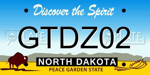 GTDZ02 North Dakota License Plate