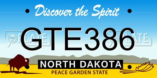 GTE386 North Dakota License Plate