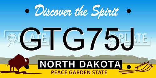 GTG75J North Dakota License Plate
