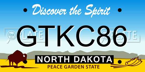 GTKC86 North Dakota License Plate