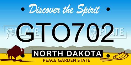 GTO702 North Dakota License Plate