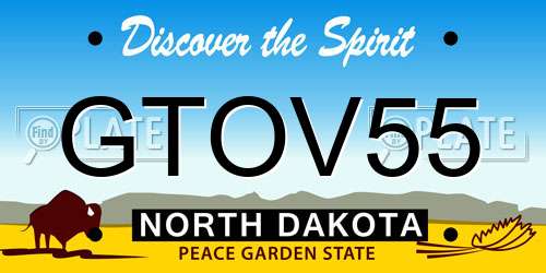 GTOV55 North Dakota License Plate