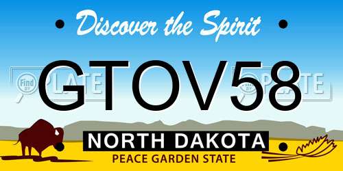 GTOV58 North Dakota License Plate